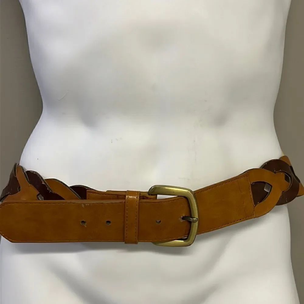 Steve Madden Women’s Braided Two-Tone Brown Belt- Large